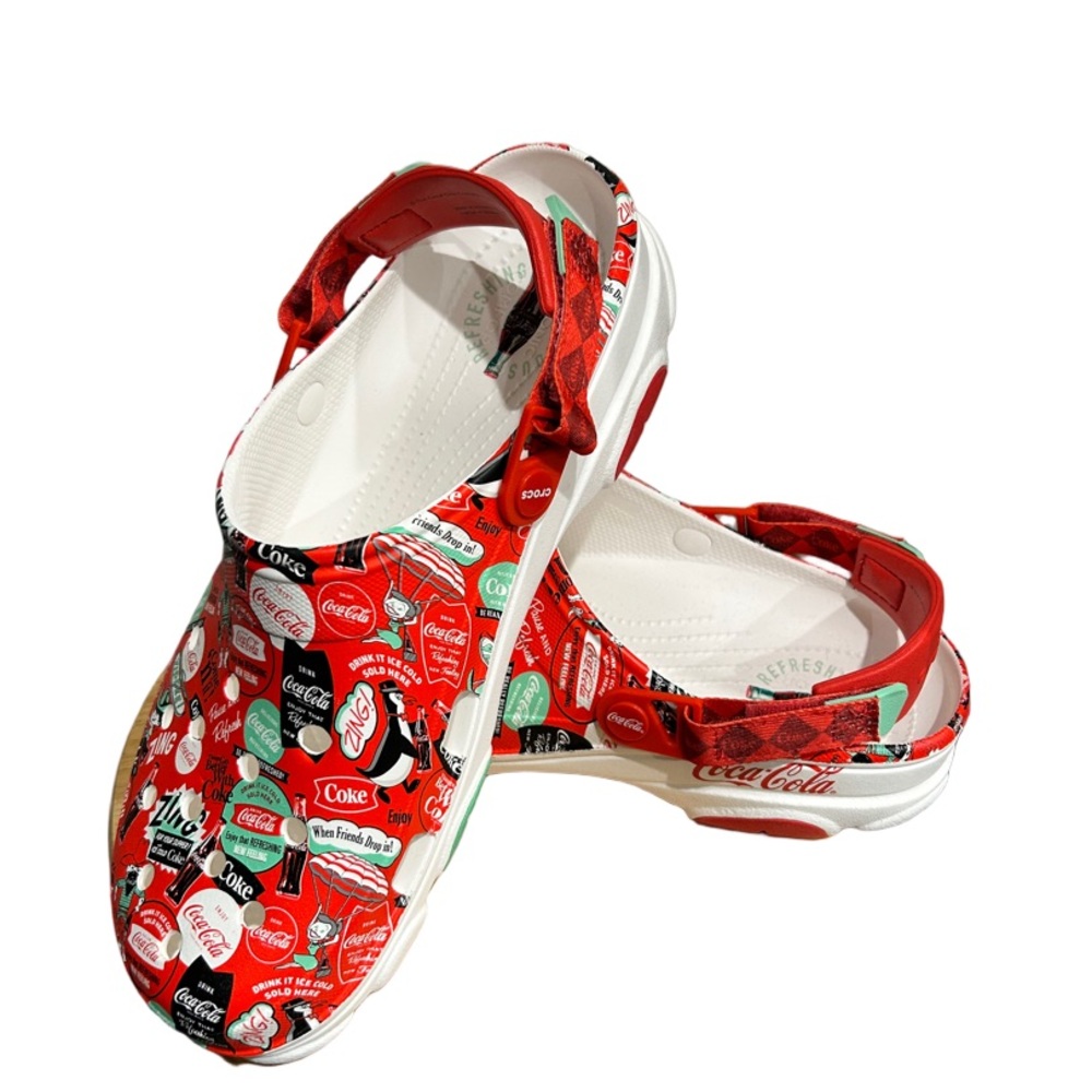 CROCS Coca Cola Red and White Loafers